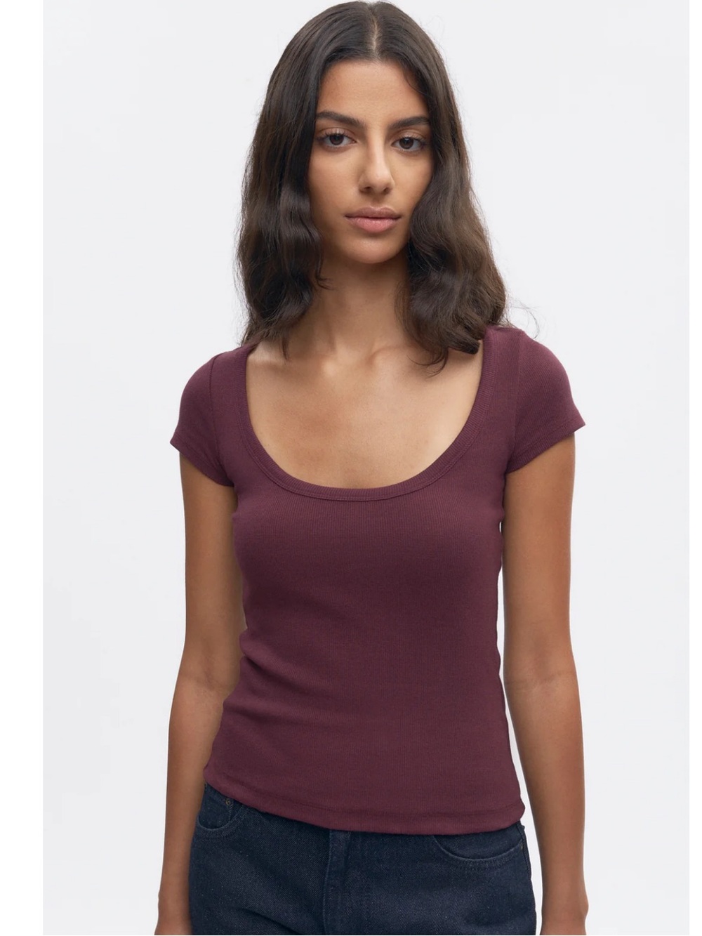 KOTN Women's Scoop Tee in Plum